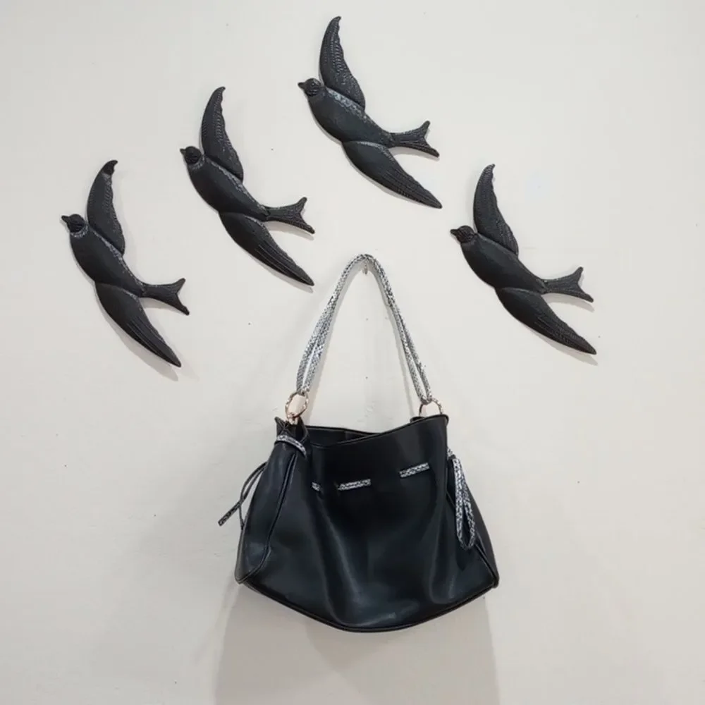 Badgley Mischka Vegan Black with Snake Trim Purse - No Cross Body Strap